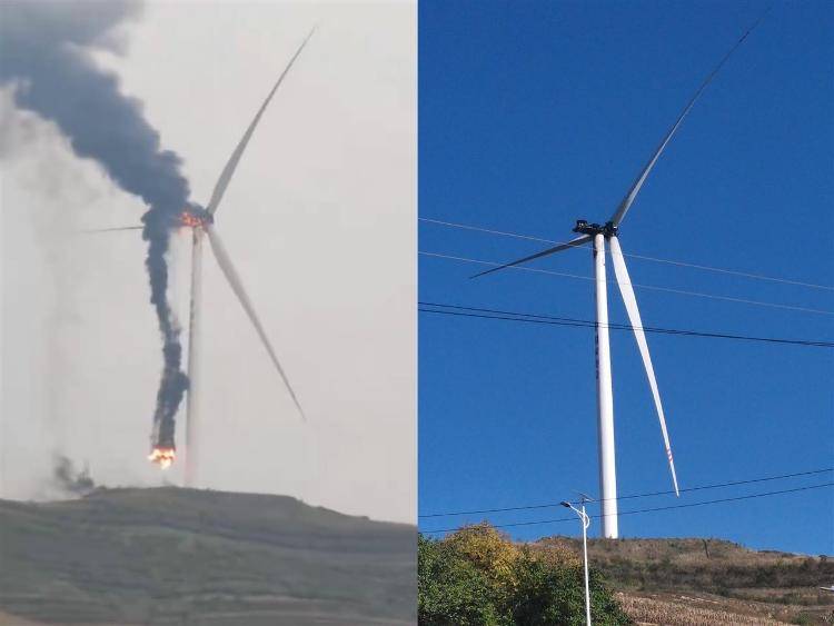 甘肅定西一風(fēng)力發(fā)電機風(fēng)輪起火<strong></p>
<p>宏鑫機械設(shè)備有限公司
</strong>，當(dāng)?shù)卮迕瘢好盁煍?shù)十分鐘后燃燒，已建成投用多年:宏鑫機械設(shè)備有限公司
